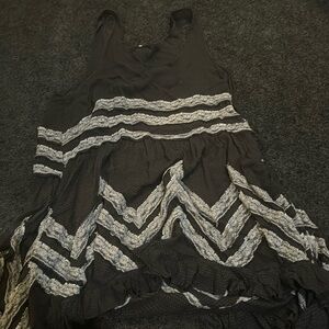 Free People Black Lace Polka Dot/Pattern Dress